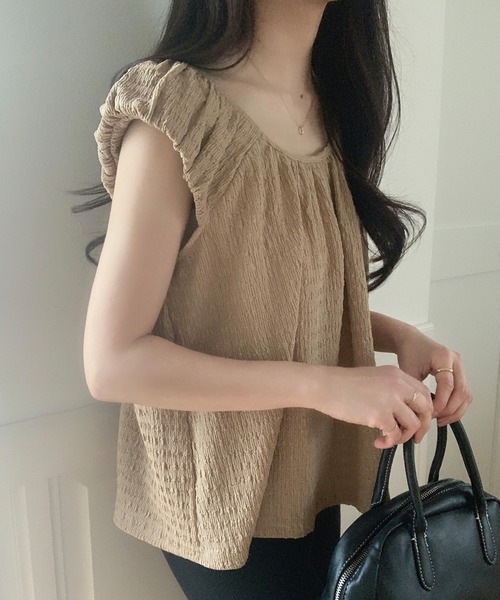 LAUIR(ラウアー) ブラウス シャツ ぽこぽこギャザーブラウス LAUIR(ラウアー) ブラウス シャツ ぽこぽこギャザーブラウス