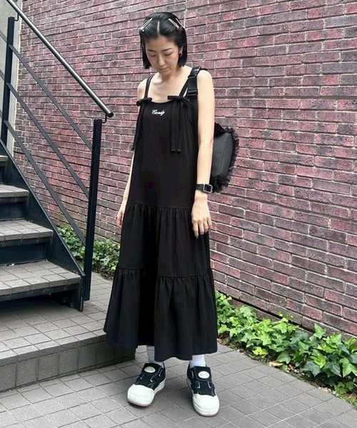 キャンディストリッパー　黒のリボン付きティアードワンピース Candy Stripper ワンピース RIBBON TIERED CAMI : ZOZOTOWN