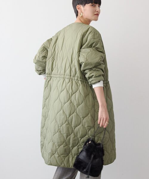 「AMERICAN HOLIC」 ノーカラーコート M カーキ レディース_画像9