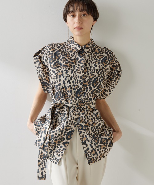 ベスト ジレ レオパードサファリジレ レディース