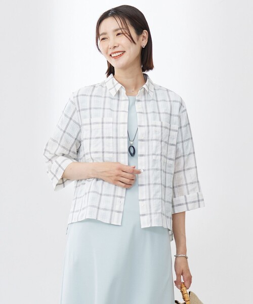 ブラウス シャツ 「洗える」SHEER チェック シャツ ブラウス レディース