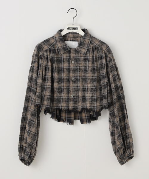 ブラウス シャツ 「Geek Office/ギークオフィス」s/e/o/エスイーオー WASHED CHECK SHIRRING SHIRT レディー