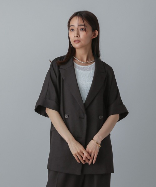 グローバルワーク低身長しゅりさんプロデュース/ 半袖セットアップジャケット L GLOBAL WORK ジャケット テーラードジャケット MATINEE LINE