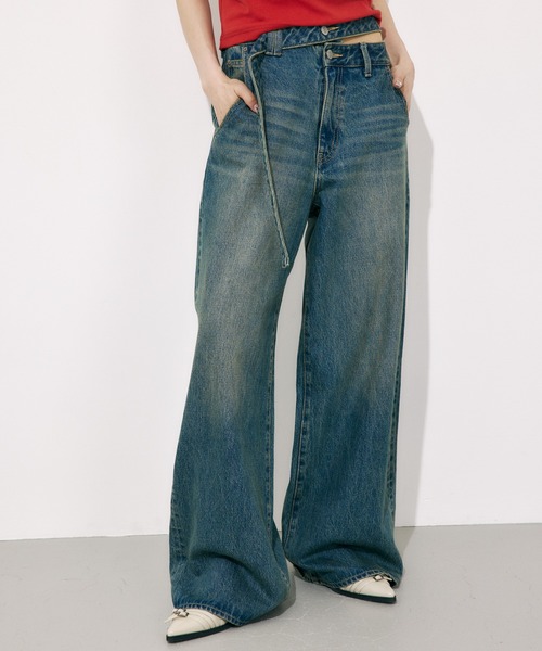 SLY ジーンズ デニム デニムパンツ DOUBLE HOLE BELT STRAIGHT