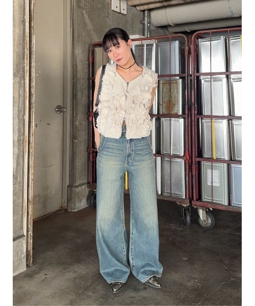 SLY ジーンズ デニム デニムパンツ DOUBLE HOLE BELT STRAIGHT