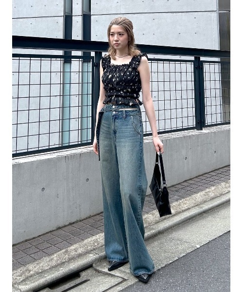 SLY DOUBLE HOLE BELT STRAIGHT PT デニムパンツ SLY | DOUBLE HOLE BELT STRAIGHT パンツ (ストレート ) |SHEL