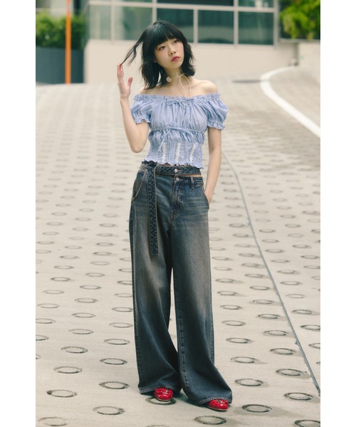 SLY ジーンズ デニム デニムパンツ DOUBLE HOLE BELT STRAIGHT