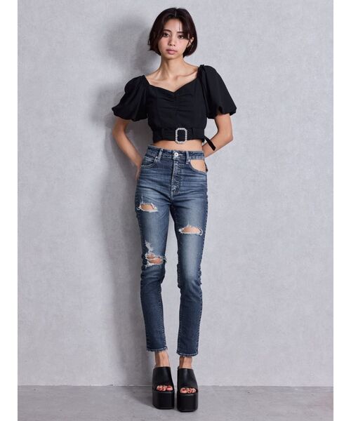 GYDA ジーンズ デニム デニムパンツ ハイウエストcut out poket