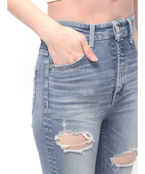 完売商品　GYDA 洗えるハイウエスト　スキニーデニム GYDA ジーンズ デニム デニムパンツ ハイウエストcut out poket