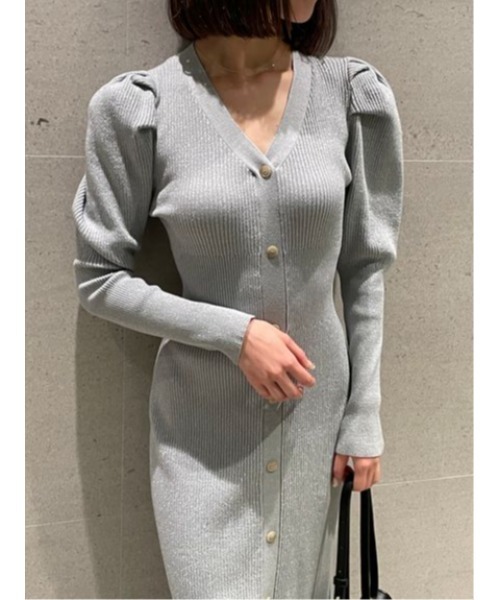 【新品未使用】SNIDEL♡スキッパーニットワンピース ミント Sustainableスキッパーニットワンピース(マキシ・ロングワンピース