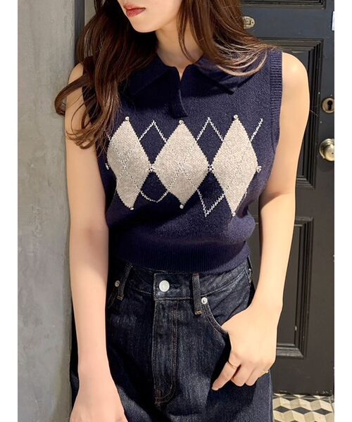 dazzlin ニット セーター アーガイルニットトップス レディース