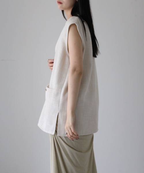 Na.e Novel Tweed Vest ツイード ジレ ベスト オケージョン YENNA ベスト ジレ 「ツイードポケット金釦ベスト」Vネックベスト