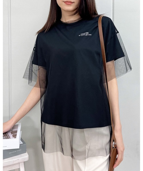 tシャツ 「＆soiree」 ロゴT×チュールT コンパクトアンサンブル レディース