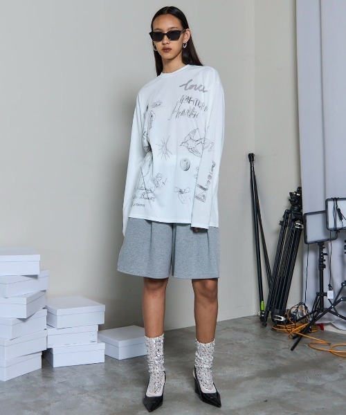 tシャツ Drawing Long Sleeve T-shirt/ドローイングロンTEE「MAISON SPECIAL/メゾンスペシャル」 レディース MAISON SPECIAL tシャツ Drawing Long Sleeve T-shirt