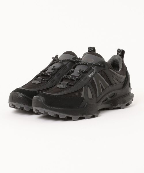 ［美品］ECCO スニーカー　防水　牛革　黒　23.5 ecco（エコー） 防水 スニーカー ハイテク BIOM C-TRAIL 機能性