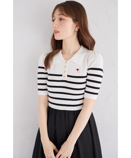 tocco ワンピース ビックカラーバックレースアップドッキングワンピース
