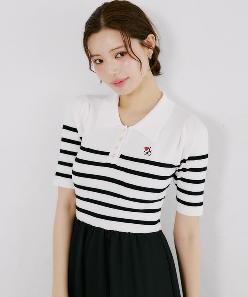 tocco closet（トッコ クローゼット） ワンピース 半袖 ロゴ刺繍入り