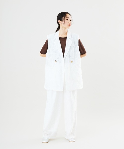 Muscat パンツ 「セットアップ可」ボタニカル シアージャカードパンツ