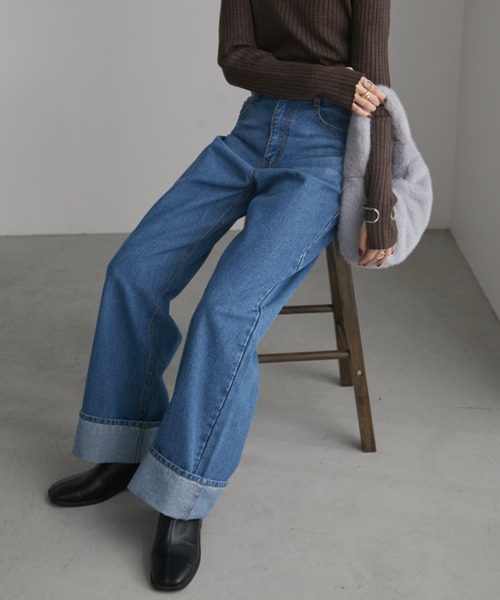 「Aunt Marie's」 デニムパンツ SMALL ネイビー レディース