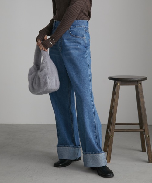 「Aunt Marie's」 デニムパンツ SMALL ネイビー レディース