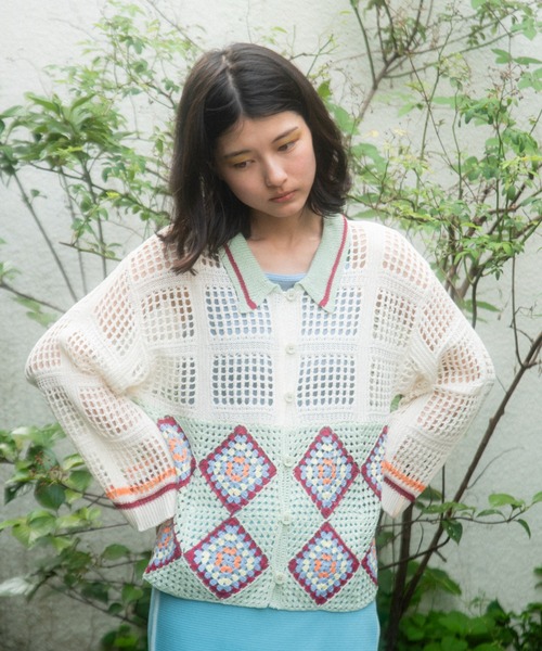 PAMM（パム） カーディガン 玄関マットのかぎ針編みニットシャツ
