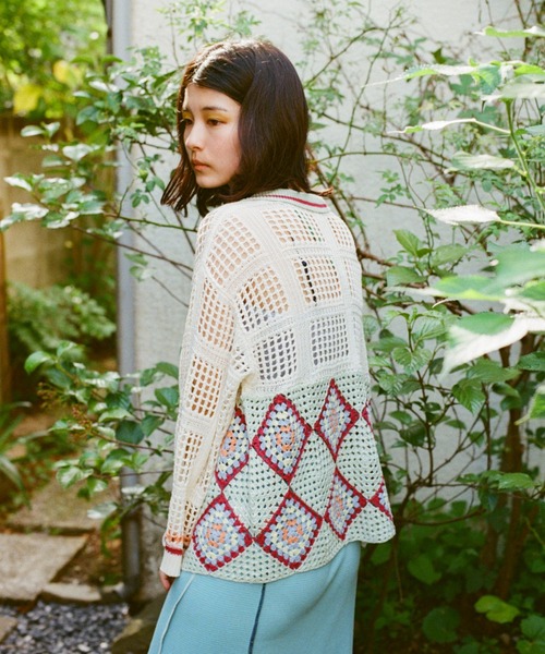 PAMM（パム） カーディガン 玄関マットのかぎ針編みニットシャツ