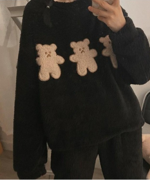 パジャマ ルームウェア くまさん フリース 上下セット レディース パジャマ ルームウェア くまさん フリース 上下セット レディース
