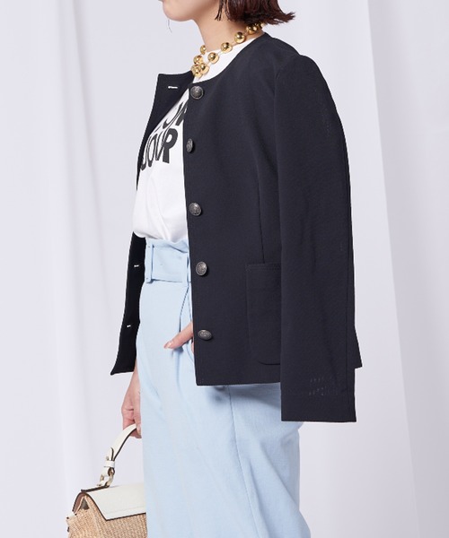 allureville（アルアバイル） ノーカラージャケット 1 ネイビー