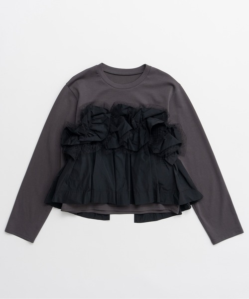 MAISON SPECIAL（メゾンスペシャル） tシャツ Mixed Fabric Frill Tops