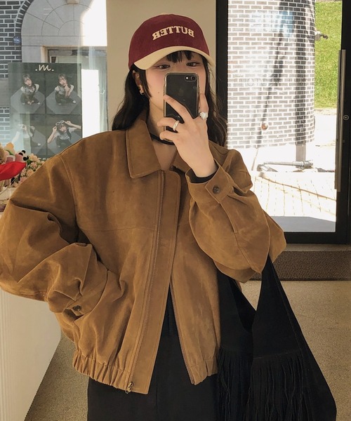 shameless ブルゾン アウター フェイクスウェードエコレザーブルゾン