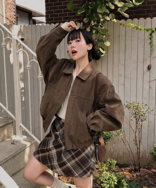 shameless ブルゾン アウター フェイクスウェードエコレザーブルゾン