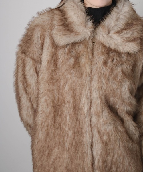 SHAGGIE ファーコート ブラウン ショート丈 Social GIRL（ソーシャルガール） コート アウター フロントジップ