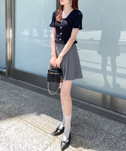 「abc une face」 半袖ニット FREE ブルー レディース_画像3