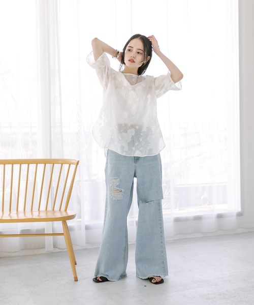 「mystic」 7分袖ブラウス FREE ベージュ レディース_画像2