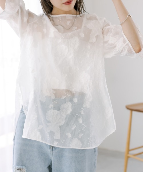 「mystic」 7分袖ブラウス FREE ベージュ レディース_画像3