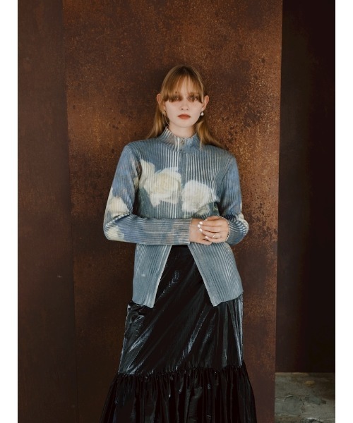 sahara（サハラ） ニット セーター Art Print Rib Zip Knit/アート