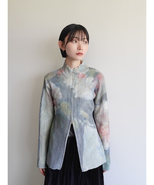 sahara（サハラ） ニット セーター Art Print Rib Zip Knit/アート