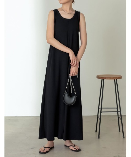 「Re:EDIT」 ノースリーブワンピース MEDIUM チャコールグレー レディース_画像5