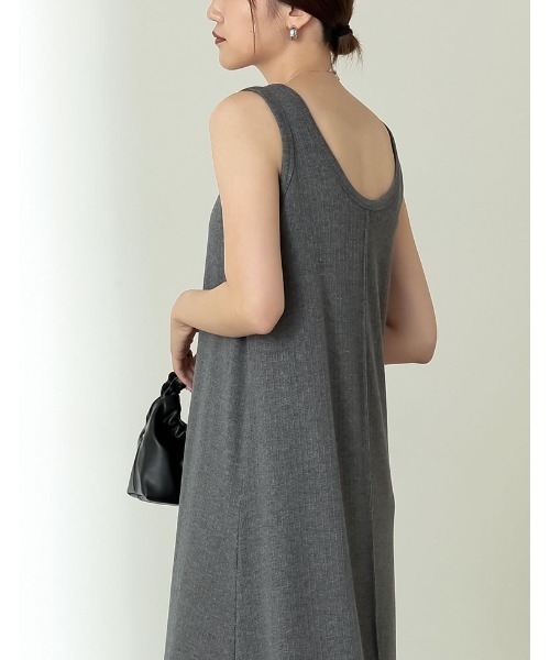 「Re:EDIT」 ノースリーブワンピース MEDIUM チャコールグレー レディース_画像9