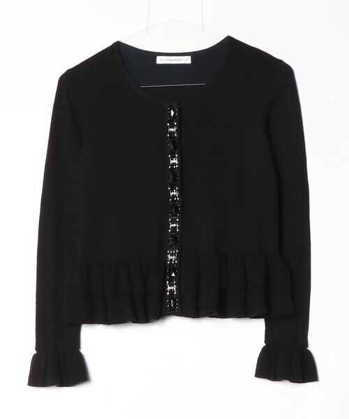 M-premier BLACK フリルニットカーディガン 36 ブラック レディース