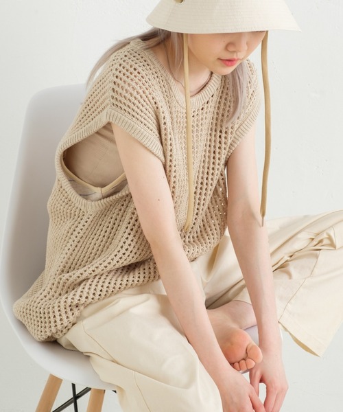 「WHIMSIC」 ノースリーブニット FREE ベージュ メンズ_画像9