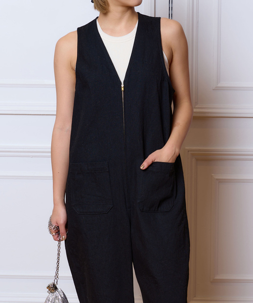 「IENA LA BOUCLE」 オールインワン 38 ネイビー レディース_画像4