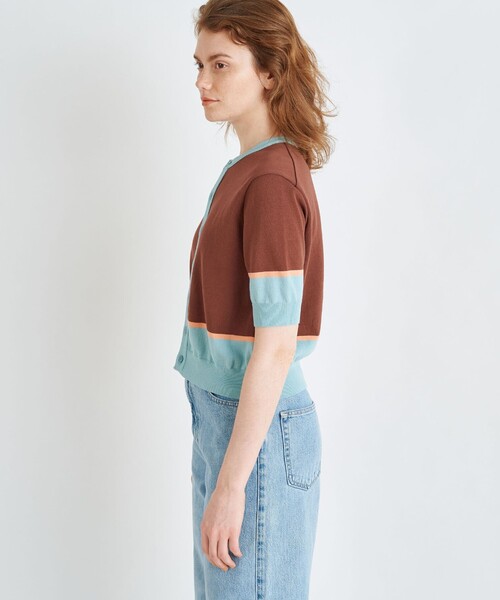 [MACPHEE] вязаный кардиган S оттенок голубого прочее 2 женский 