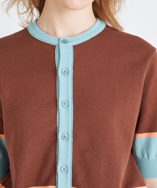 [MACPHEE] вязаный кардиган S оттенок голубого прочее 2 женский 