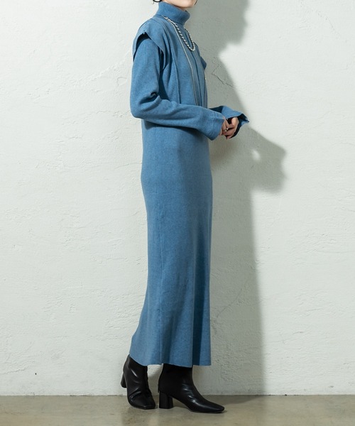 「mystic」 ニットワンピース FREE ブルー レディース_画像3