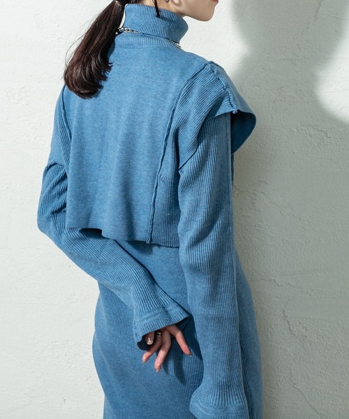 「mystic」 ニットワンピース FREE ブルー レディース_画像4