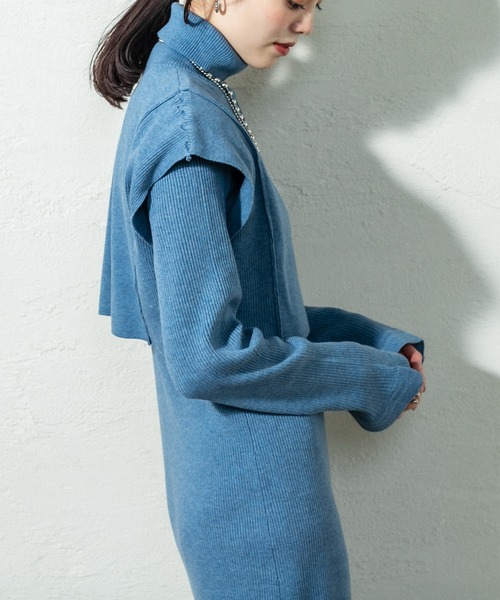 「mystic」 ニットワンピース FREE ブルー レディース_画像8