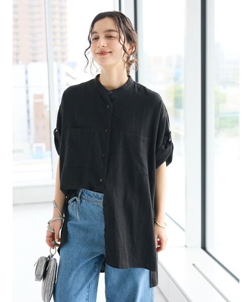 「CRAFT STANDARD BOUTIQUE」 半袖ブラウス FREE ネイビー レディース_画像2
