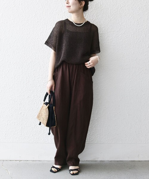 「SHIPS any」 イージーパンツ ONE SIZE ネイビー レディースの画像