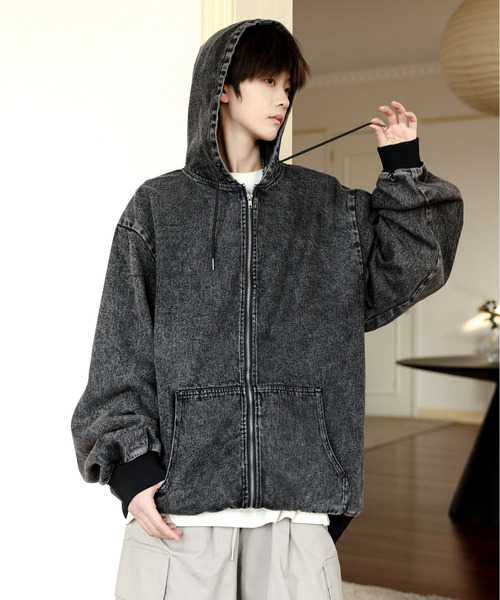 「neos」 ジップアップパーカー X-LARGE ブラック メンズ_画像6